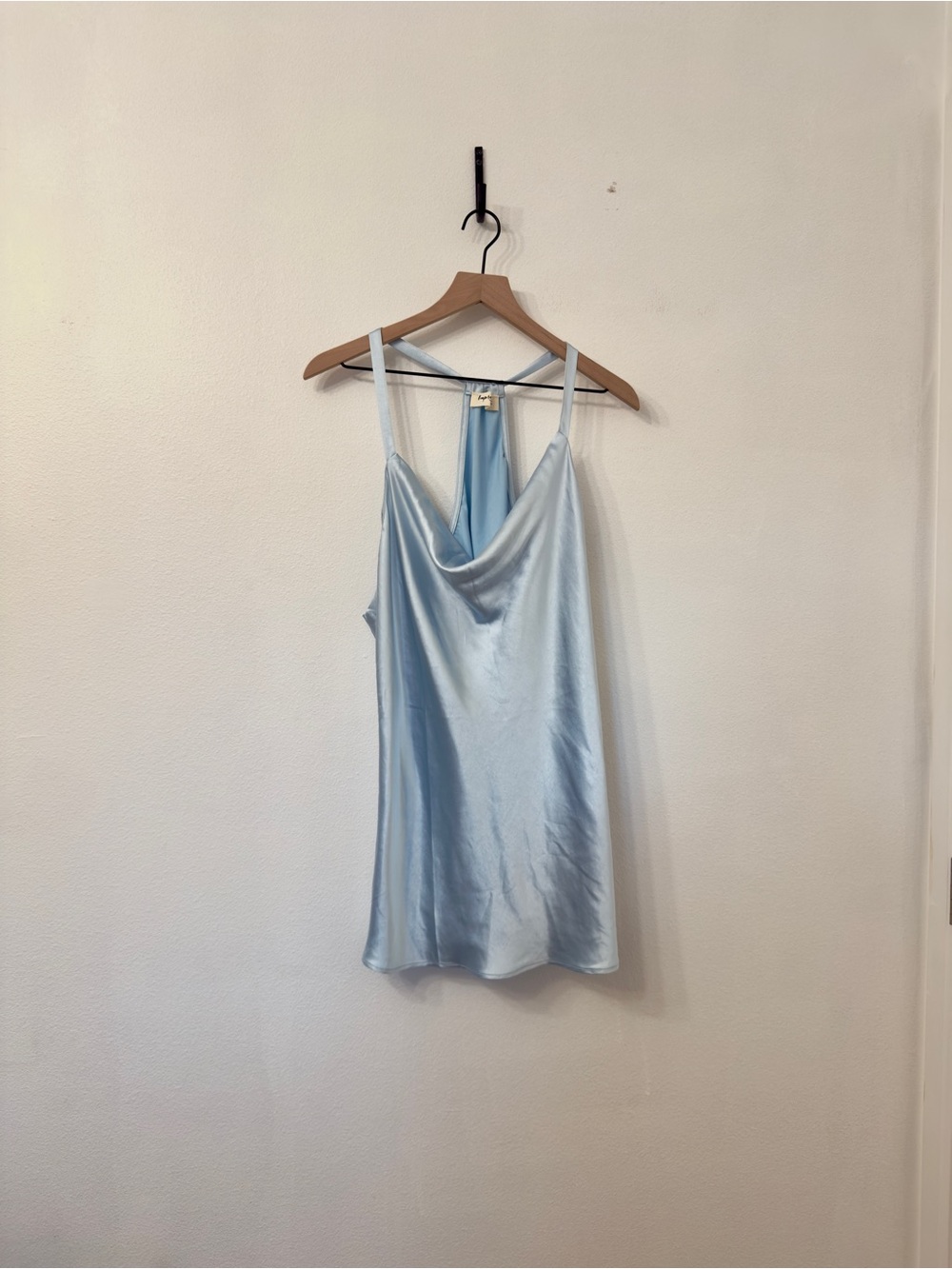 Impressions Boutique Light Blue Satin Cowl Neck Tank